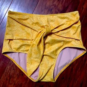 Kortni Jeane Yellow Pineapples Tie Front Bottoms